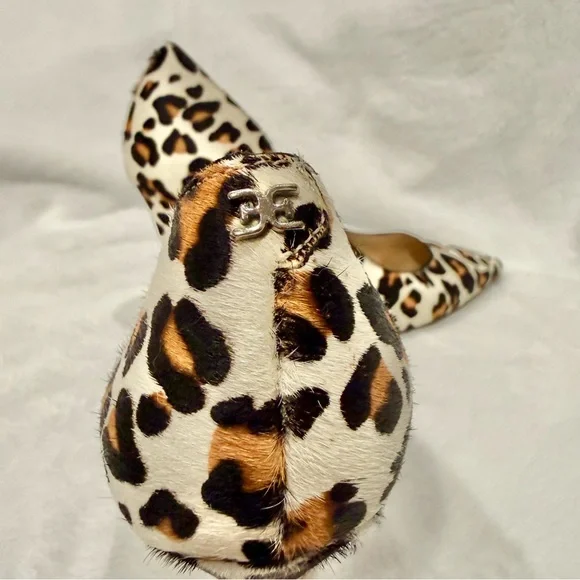 Sam Edelman Hazel Pointed Toe Calf Hair Leopard Print Pumps - Picture 9 of 15